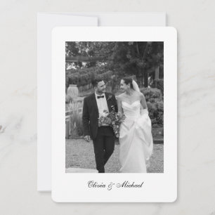 Classy Script Photo Rounded Wedding Thank You