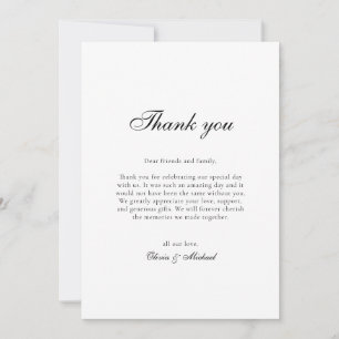 Classy Script Wedding Thank You Card