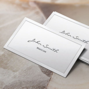 Classy Script White Border Magician Business Card