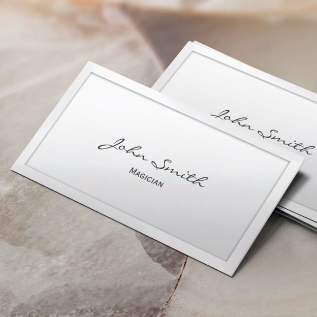 Classy Script White Border Magician Business Card (Creator Uploaded)