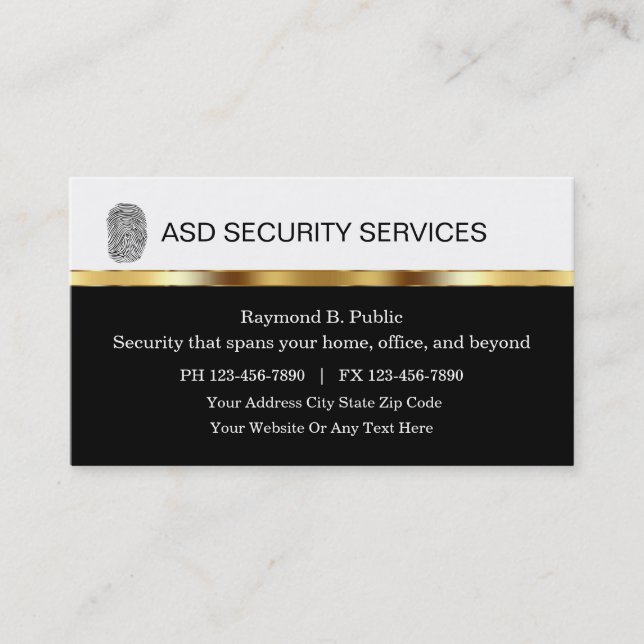 Classy Security Business Cards (Front)