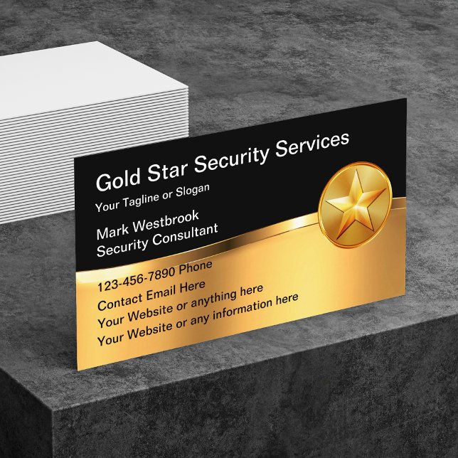 Classy Security Services Star Emblem Business Card (Creator Uploaded)