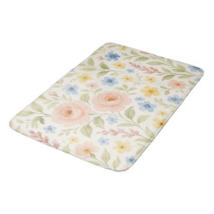 Classy Shabby Chic French Floral Art Pattern Bath Mat
