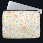 Classy Shabby Chic French Floral Art Pattern Laptop Sleeve<br><div class="desc">This elegant laptop sleeve features a charming French shabby chic pattern. It showcases a botanical floral design with beautifully arranged pastel blush pink roses,  light blue and sunny yellow daisies,  and sage green leaves all set against an ivory background.</div>