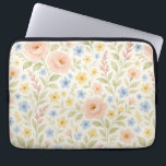 Classy Shabby Chic French Floral Art Pattern Laptop Sleeve<br><div class="desc">This elegant laptop sleeve features a charming French shabby chic pattern. It showcases a botanical floral design with beautifully arranged pastel blush pink roses,  light blue and sunny yellow daisies,  and sage green leaves all set against an ivory background.</div>