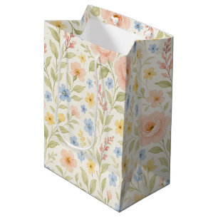 Classy Shabby Chic French Floral Art Pattern Medium Gift Bag