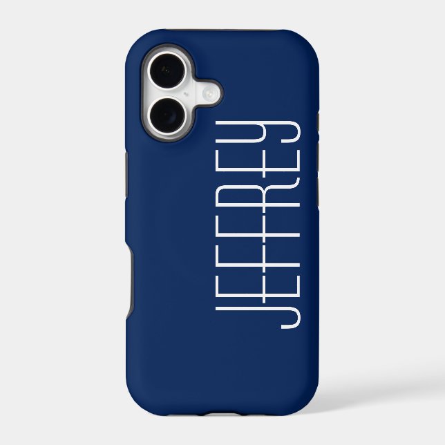 Classy Sharp Dark Blue & White, Custom Jumbo Name (Back)