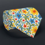 Classy Sicilian Colourful Leaves Floral Art Patter Tie<br><div class="desc">This beautifully arranged Mediterranean Italian necktie showcases a vibrant floral and leaf pattern in yellow,  orange,  blue,  red,  and green. Its distinctive and stylish design makes it ideal for the professional and sophisticated businessman,  combining both fashion and trendiness.</div>