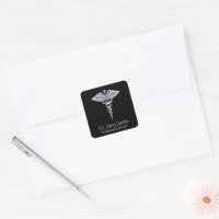 Classy Silver Caduceus on Black Medical
