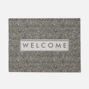 Classy Silver Glitter Look Welcome Doormat