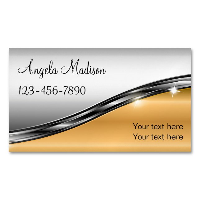 Classy Silver Gold Tone Beauty  Magnetic Business Card (Front)