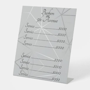 Classy Silver/Grey Geometric Lines w/Spark on Pedestal Sign