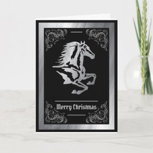 Classy Silver Horse Silhouette Holiday Card