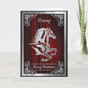 Classy Silver Horse Silhouette Holiday Card