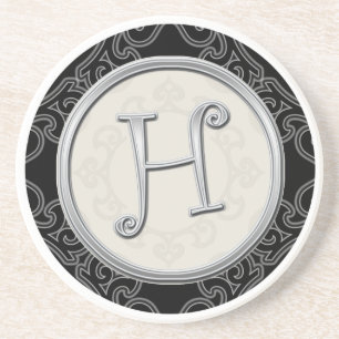 Classy Silver Monogram Initial Coaster