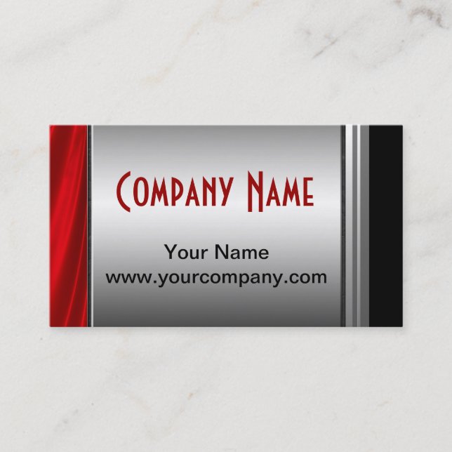Classy Silver, Red And Black Business Cards (Front)