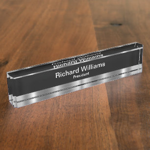 Classy Silver Tone Executive Gift iDea Nameplate