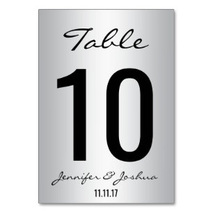 Classy Silver Wedding Table Numbers Cards Template