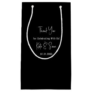 Classy Simple Black and White Wedding Small Gift Bag