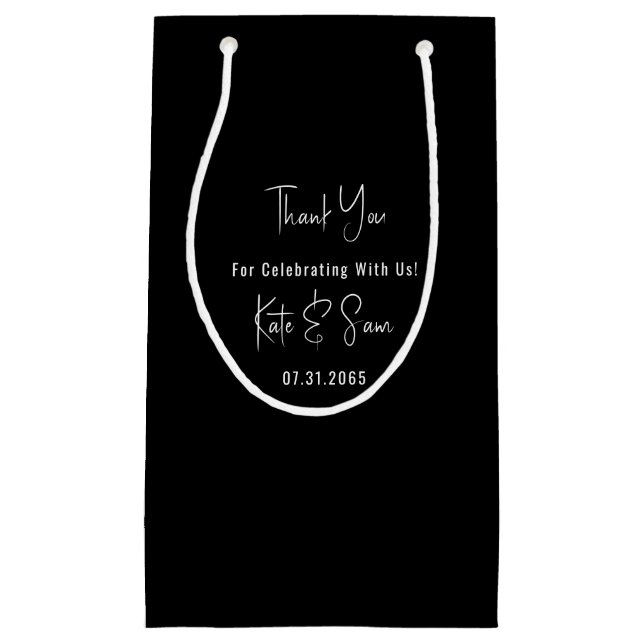 Classy Simple Black and White Wedding Small Gift Bag (Front)
