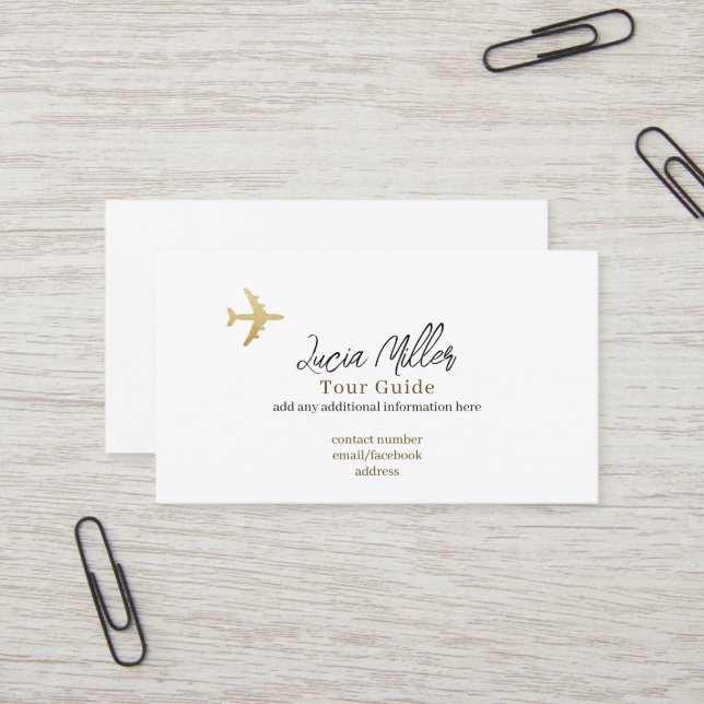 Classy Simple Business Card for a Tour Guide (Front/Back In Situ)