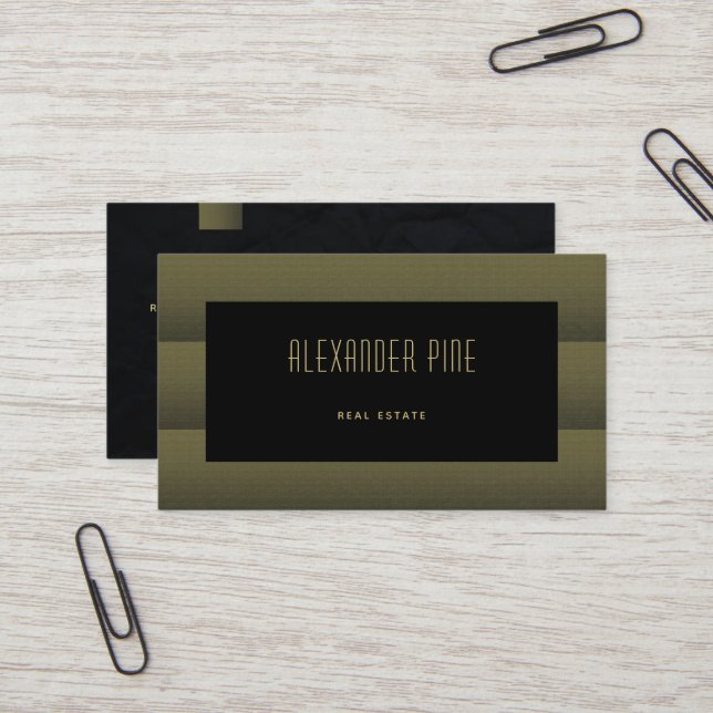 Classy Simple Elegant Black Gold Professional Business Card (Front/Back In Situ)