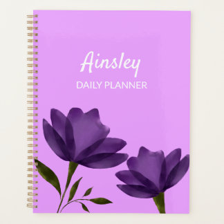 Classy simple purple flowers elegant customisable planner