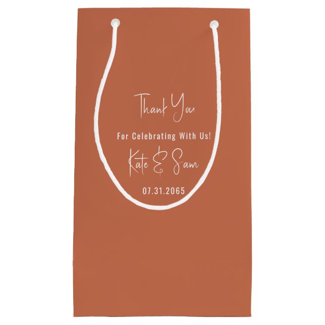 Classy Simple Terracotta Wedding Small Gift Bag (Front)