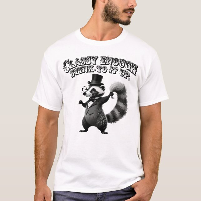Classy Skunk in Top Hat Funny Black and White (Front)