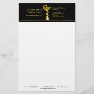 Classy Snake Medical Bowl Hygieia Gold Caduceus Stationery