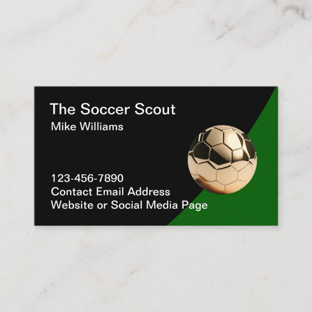 Classy Soccer Theme Business Cards (Front)