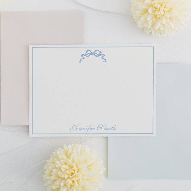 Classy Soft Blue Bow Thin Border Formal Card (Creator Uploaded)