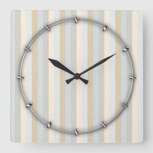 Classy Soft Coloured Greys Vertical Stripes Square Wall Clock
