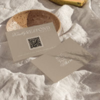Classy Soft Taupe Old Money QR Fancy Code Wedding