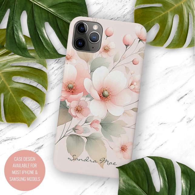 Classy Sophisticated Delicate Watercolor Flowers Case-Mate iPhone Case (Creator Uploaded)
