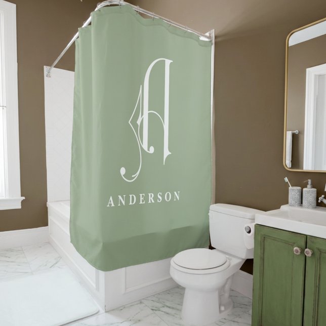 Classy Sophisticated Elegant Monogram A Custom Shower Curtain (Classic Look)