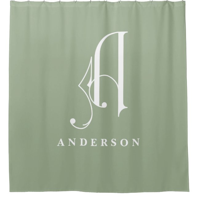 Classy Sophisticated Elegant Monogram A Custom Shower Curtain (Front)