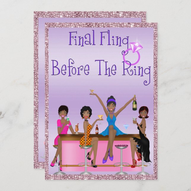 Classy Sparkles & Glitter  Bachelorette Party Invitation (Front/Back)