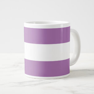 Classy Sporty Lavender Purple White Wide Stripes Large Coffee Mug