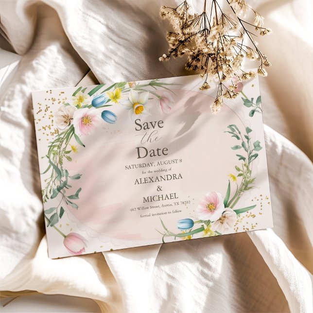 Classy Spring Wildflower Meadow Garden Wedding Save The Date (Creator Uploaded)