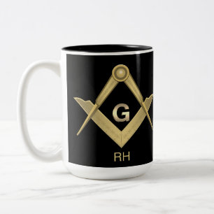 Classy Square & Compass Monogrammed Mug