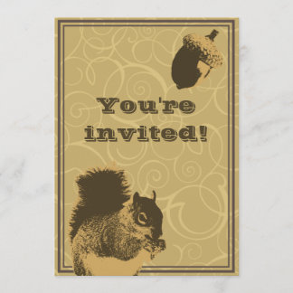 Classy Squirrel & Nut Birthday Party Invitation