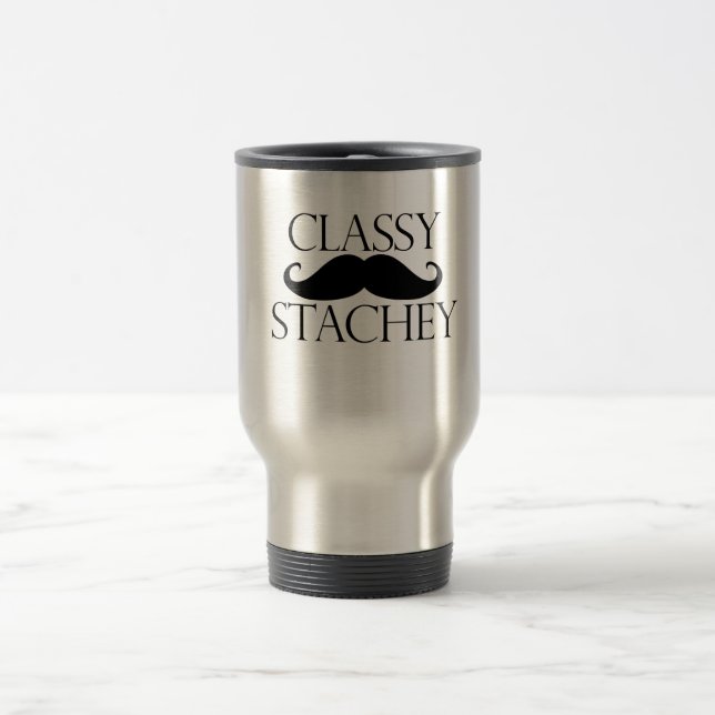 Classy Stache Moustache Travel Mug (Center)