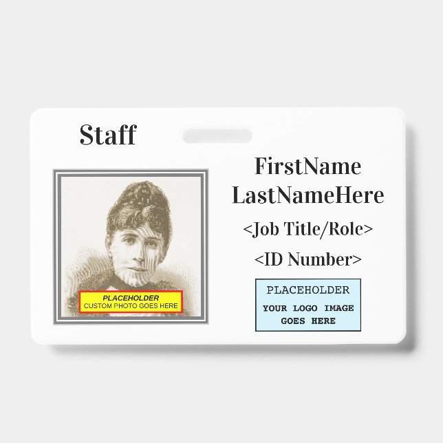 Classy Staff Member Identification Badge ID Badge (Front)