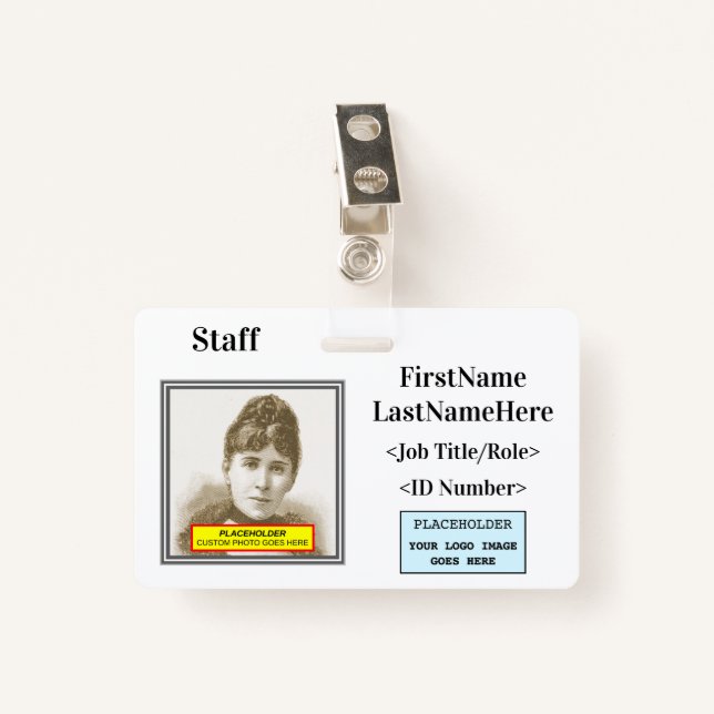 Classy Staff Member Identification Badge ID Badge (Front with Clip)