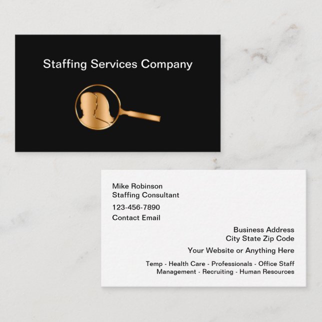 Classy Staffing Job Recruiting Employment Business Card (Front/Back)