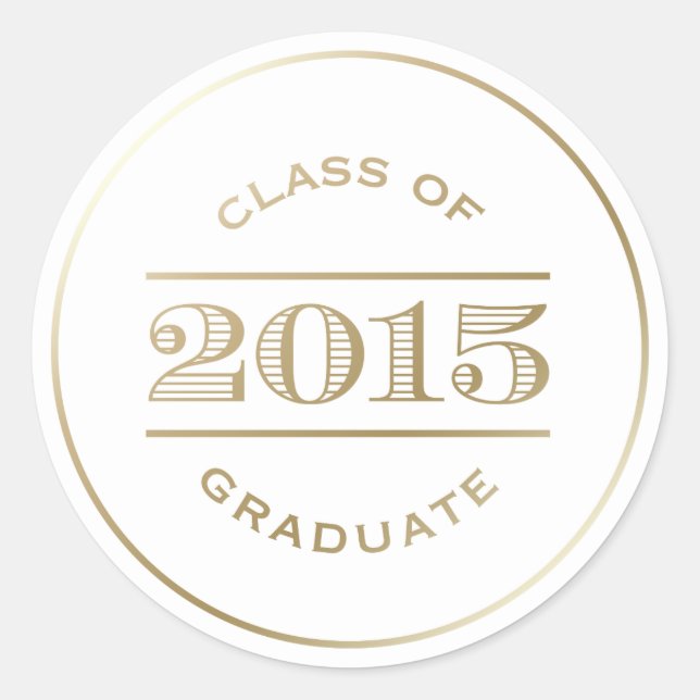 Classy Stamp in White | Graduation Sticker (Front)