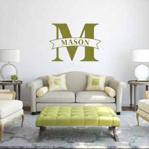 Classy Stamped Monogram & Banner XL Wall Decal