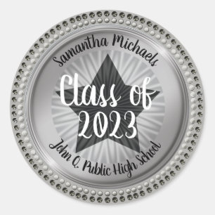 Classy Star Silver Class of 2019 Graduation Classic Round Sticker