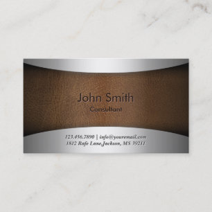 Classy Steel & Leather Consultant Business Card